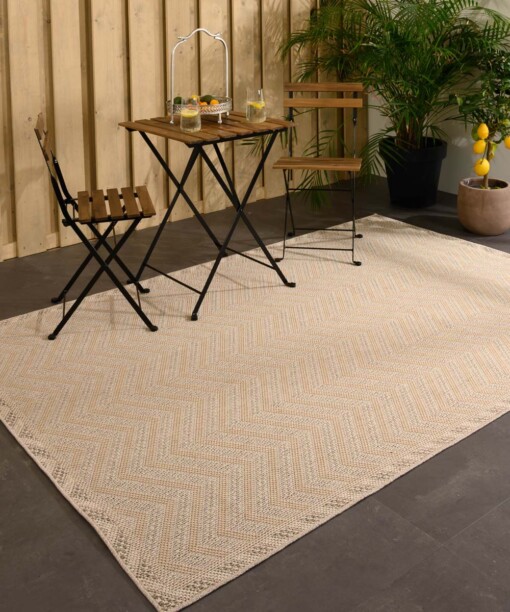 Alfombra de exterior efecto yute Sunny Contour - Beige - sfeer