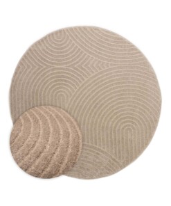 Alfombra redonda de estilo escandinavo - Contour Curve Beige - overzicht