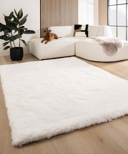 Alfombra suave de pelo largo - Comfy Deluxe Blanco