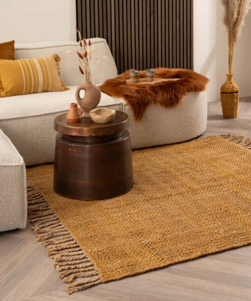 Alfombra cuadrada de yute - Chunky Oro/Natural