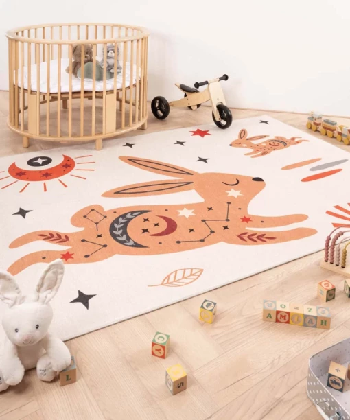 Alfombra para niños con conejos - Happy Dreams Multicolor - sfeer