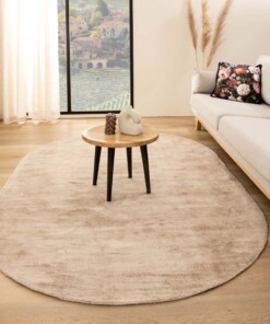 Alfombra ovalada de viscosa - Glamour Beige - sfeer, thumbnail