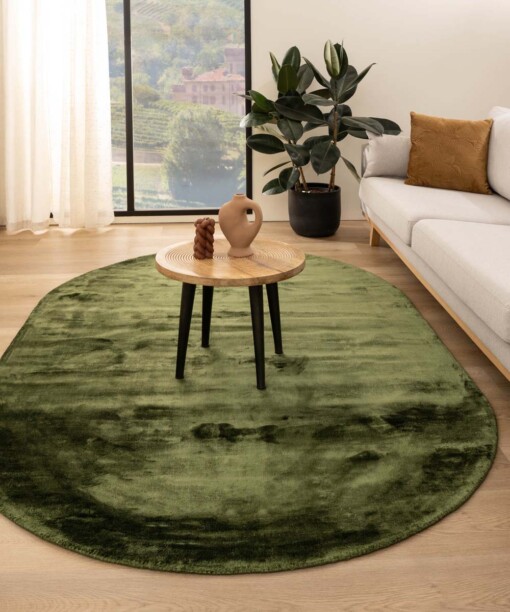 Alfombra ovalada de viscosa - Pearl Verde - sfeer